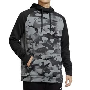 Nike Men's Therma Black/Smoke Grey Camo Pullover Training Hoodie Size M